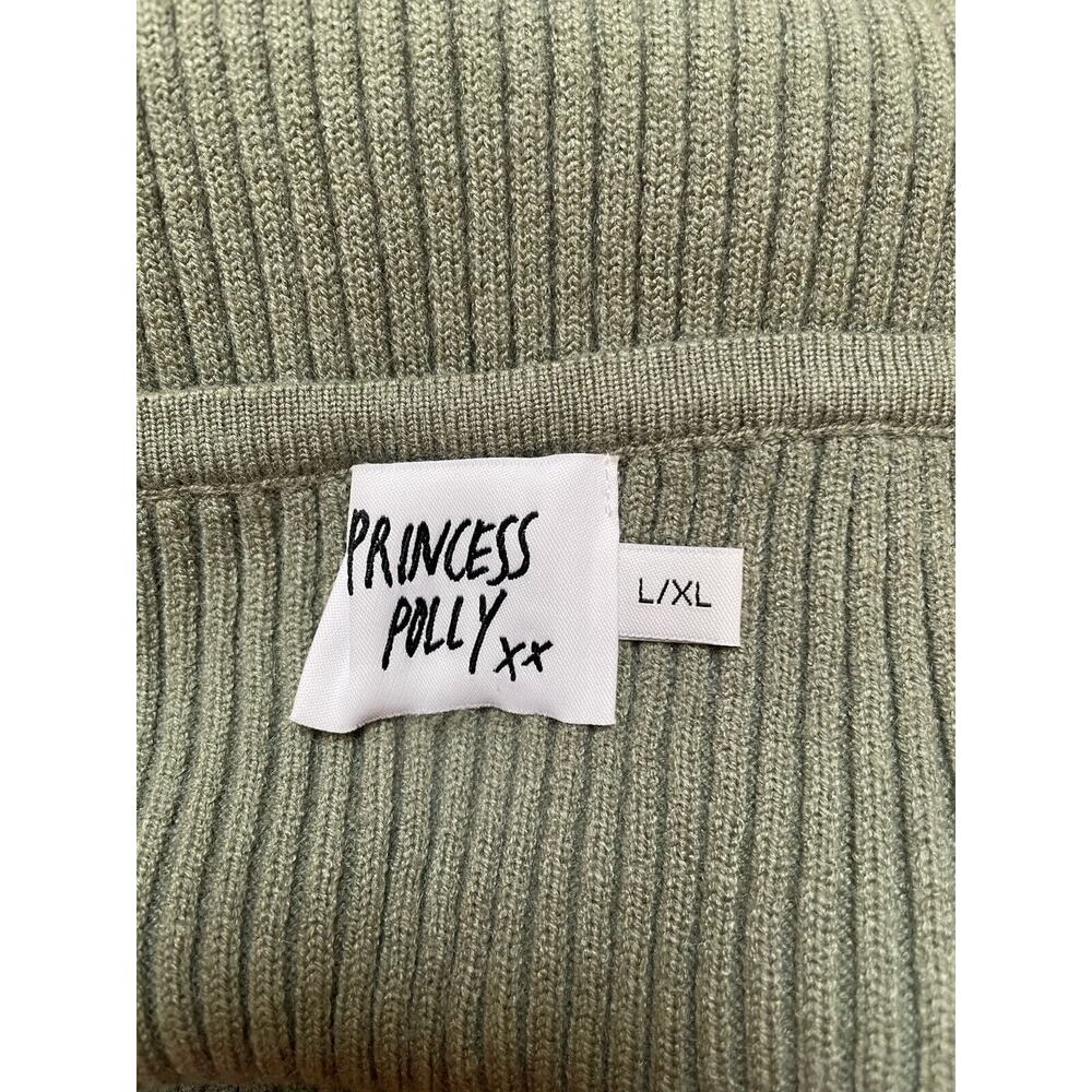 Princess Polly Oxford Green Ribbed Sleeveless Midi Dress Size L/XL FLAWED - Picture 4 of 10